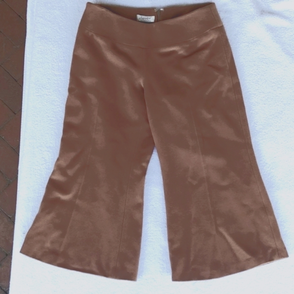 ELEVEE couture dark tan camel hair wool shaped culottes size 2